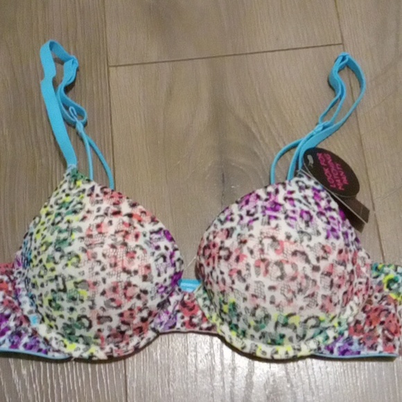 No Boundries-Multi-Color Leopard Print Padded Push Up Multi-Way Straps Bra-32B - Picture 4 of 8